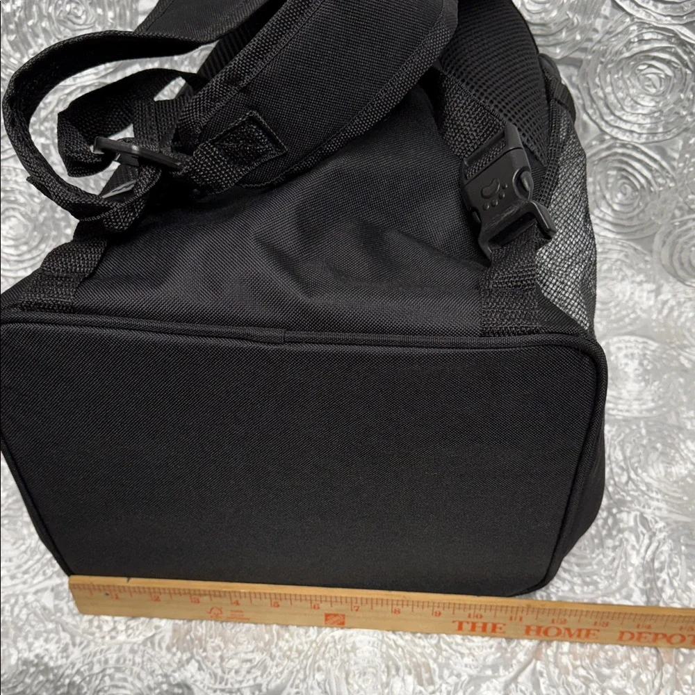 Top Paw Dog Carrier Backpack in Black and Gray with Red Trim